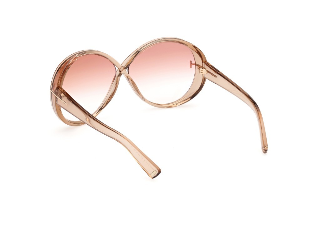 Sonnenbrillen Tom Ford Edie-02 FT1116 (45T) farbe marrone chiaro lucido form rund gläser bordeaux sfumato