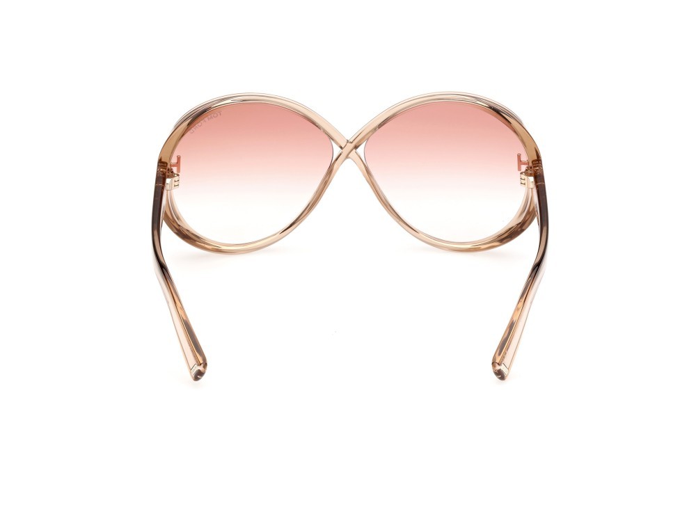 Sonnenbrillen Tom Ford Edie-02 FT1116 (45T) farbe marrone chiaro lucido form rund gläser bordeaux sfumato