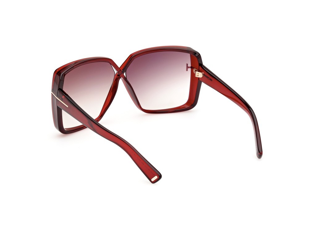 Sonnenbrillen Tom Ford Yvonne FT1117 (66G) farbe rosso scuro lucido form schmetterling gläser marrone specchiato