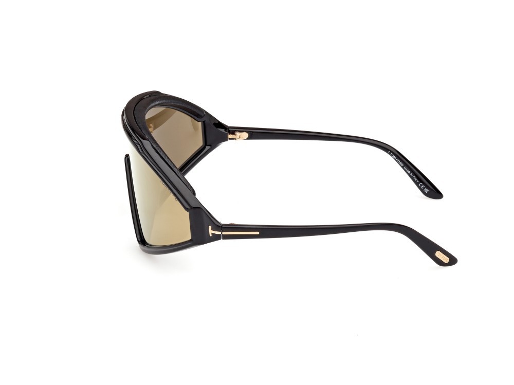 Occhiali da sole Tom Ford Lorna FT1121 (01G) colore nero lucido forma mask lenti marrone specchiato