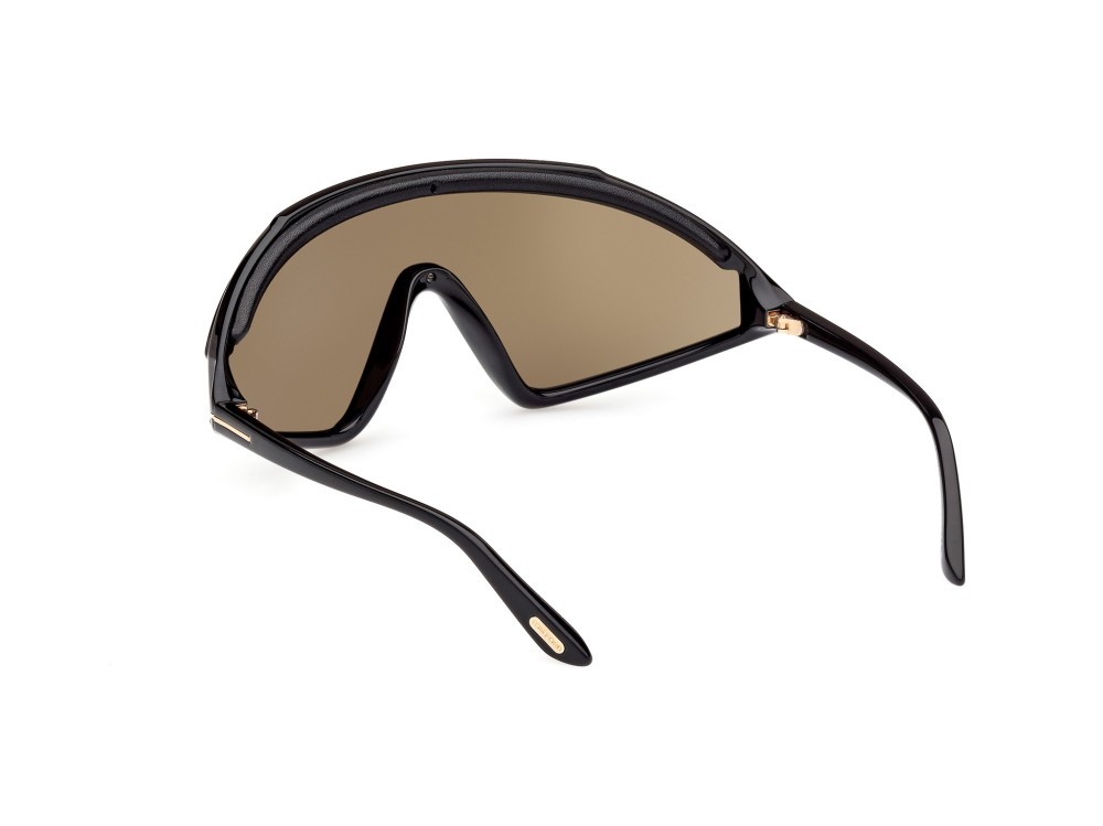 Occhiali da sole Tom Ford Lorna FT1121 (01G) colore nero lucido forma mask lenti marrone specchiato