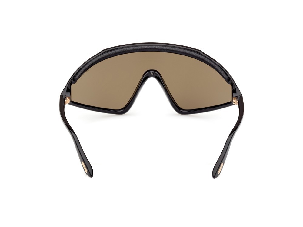 Occhiali da sole Tom Ford Lorna FT1121 (01G) colore nero lucido forma mask lenti marrone specchiato