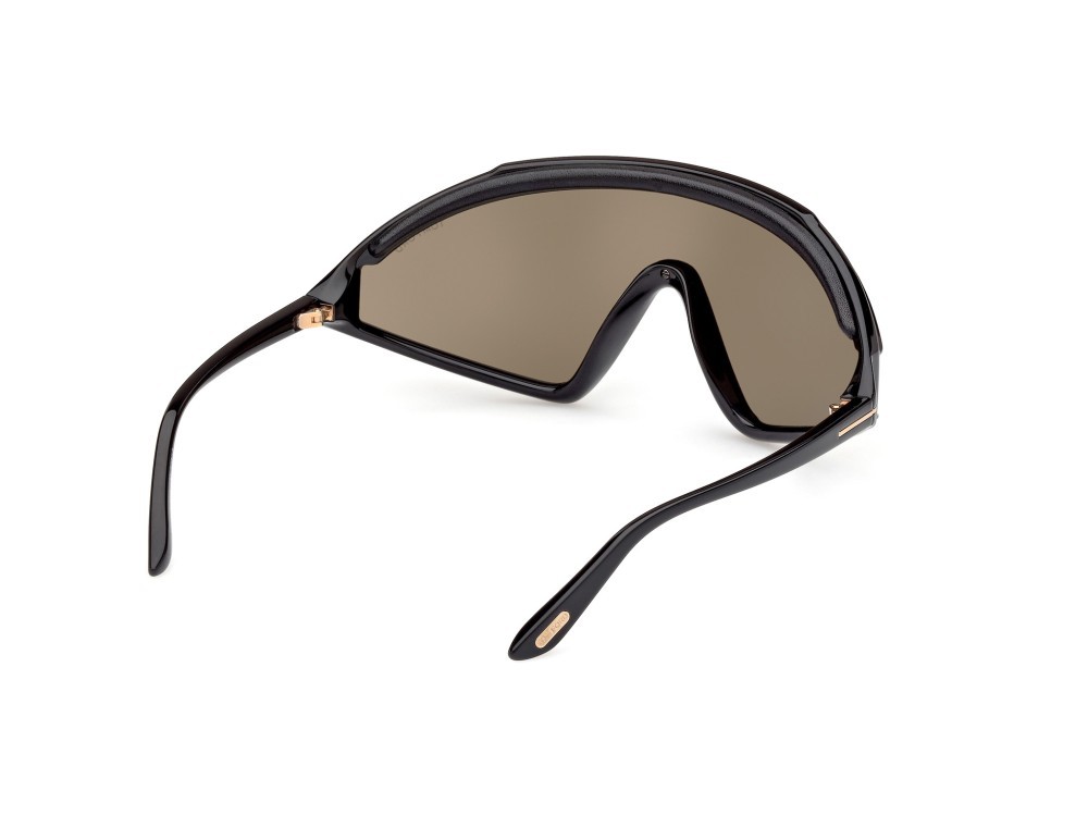 Occhiali da sole Tom Ford Lorna FT1121 (01G) colore nero lucido forma mask lenti marrone specchiato