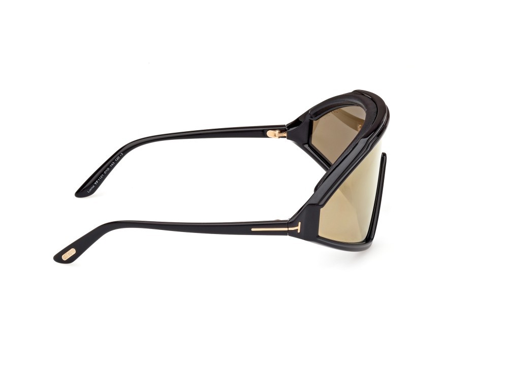 Occhiali da sole Tom Ford Lorna FT1121 (01G) colore nero lucido forma mask lenti marrone specchiato