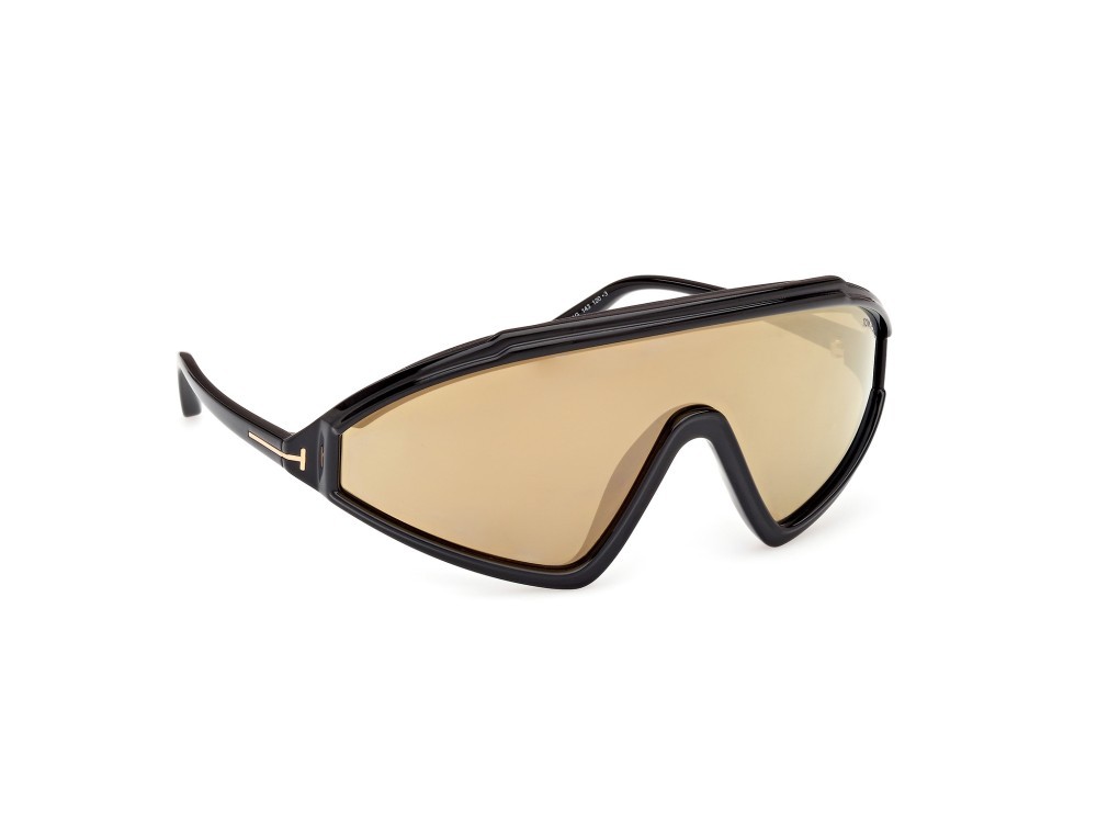 Occhiali da sole Tom Ford Lorna FT1121 (01G) colore nero lucido forma mask lenti marrone specchiato