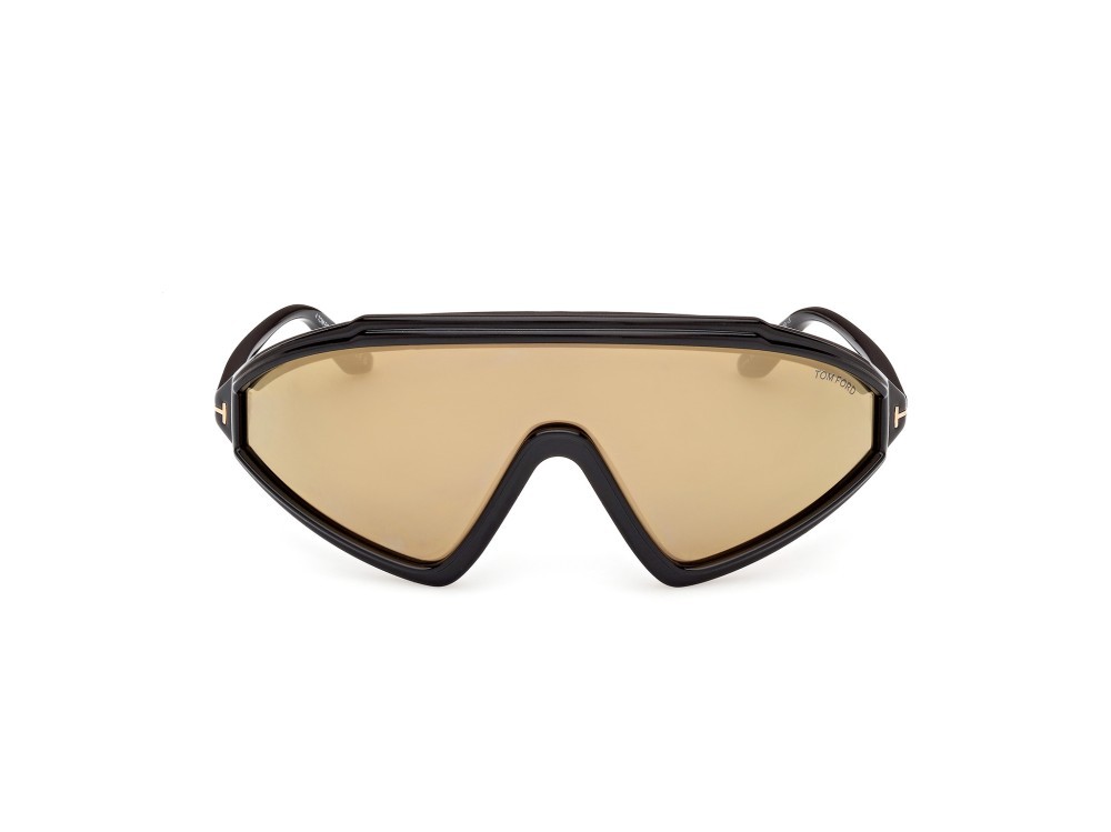 Occhiali da sole Tom Ford Lorna FT1121 (01G) colore nero lucido forma mask lenti marrone specchiato