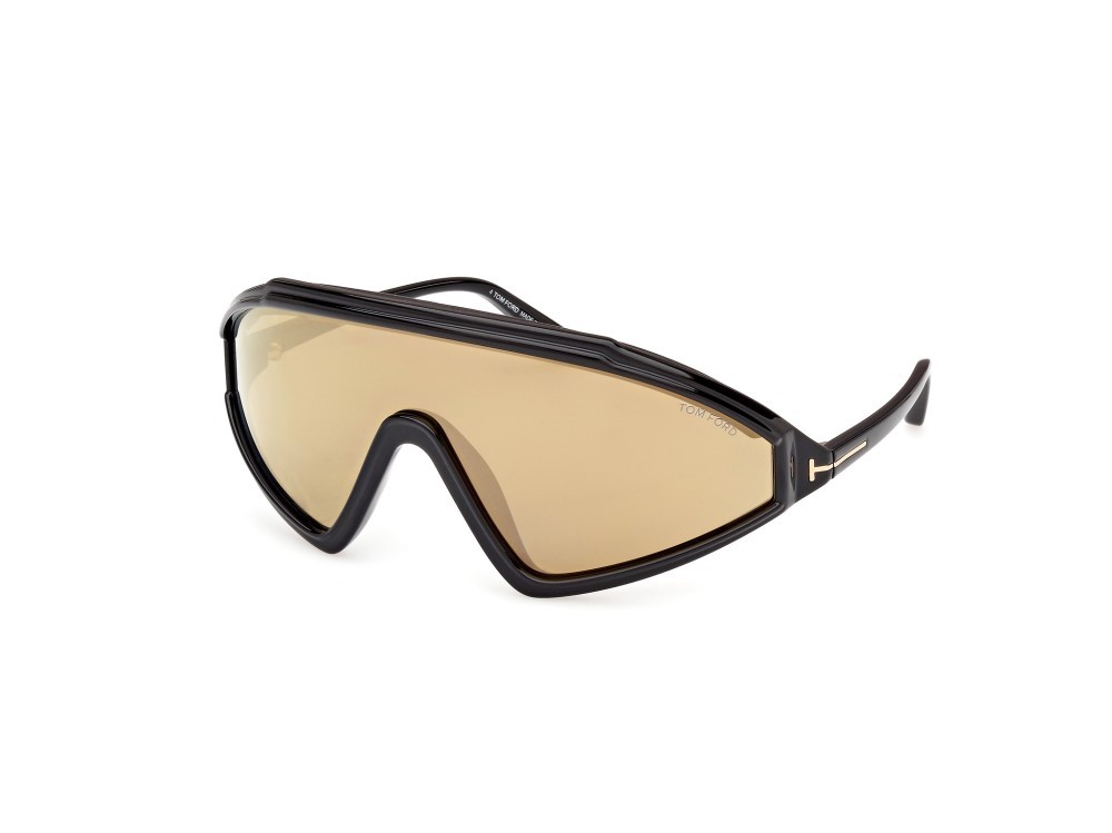 Occhiali da sole Tom Ford Lorna FT1121 (01G) colore nero lucido forma mask lenti marrone specchiato