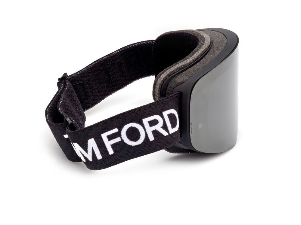 Ski and snowboard goggles Tom Ford FT1124 (01C) color nero lucido shape mask lenses fumo specchiato