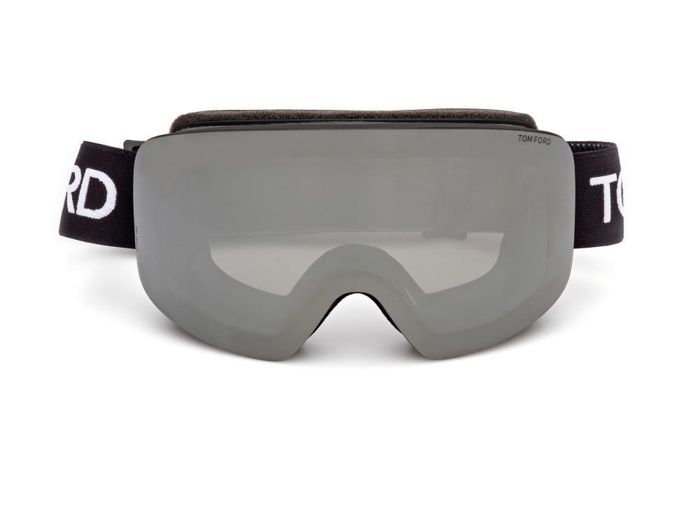 Ski and snowboard goggles Tom Ford FT1124 (01C) color nero lucido shape mask lenses fumo specchiato
