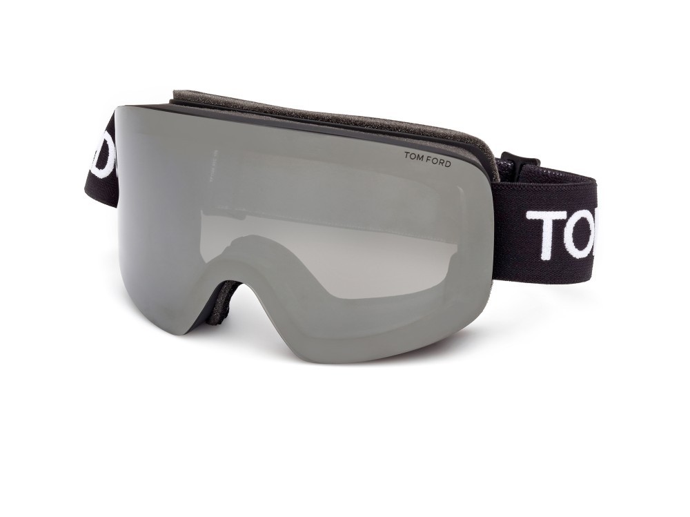 Ski and snowboard goggles Tom Ford FT1124 (01C) color nero lucido shape mask lenses fumo specchiato