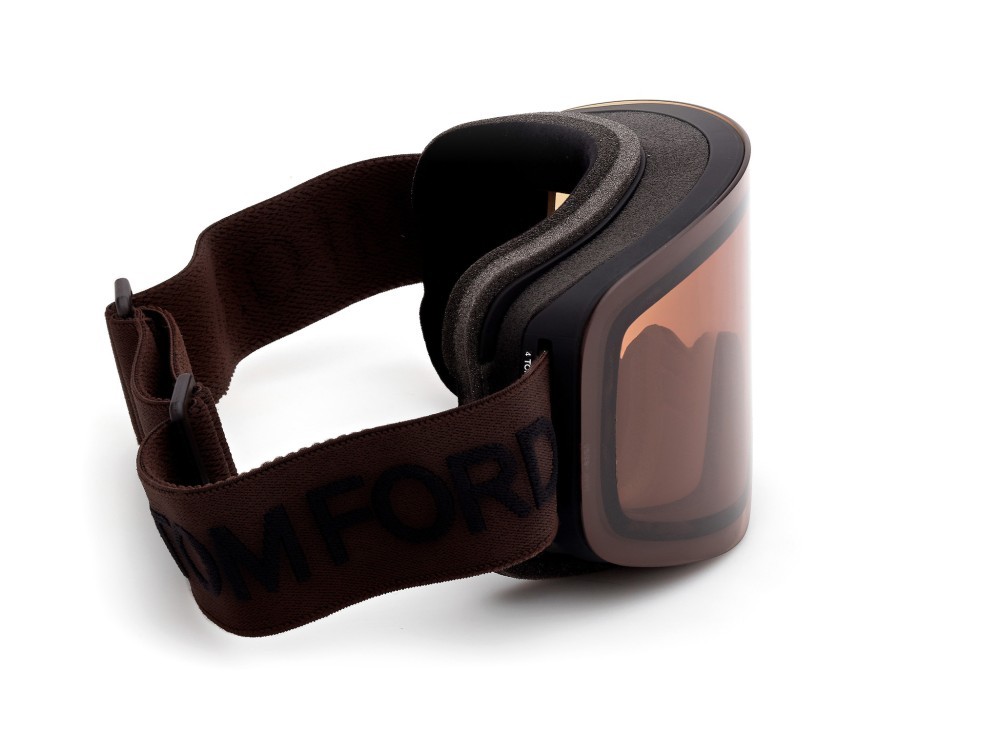 Ski and snowboard goggles Tom Ford FT1124 (05C) color nero lucido shape mask lenses trasparente