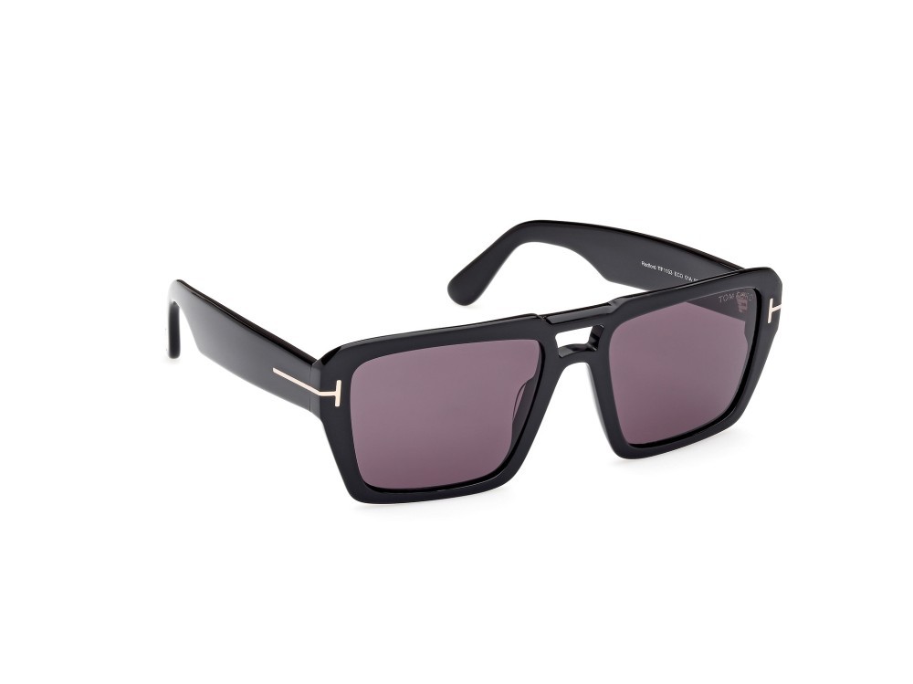 Sunglasses Tom Ford Redford FT1153 (01A) color nero lucido shape navigator lenses fumo