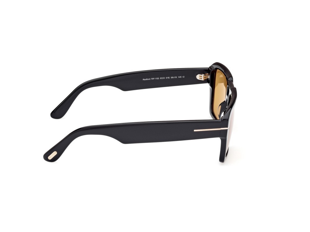 Sonnenbrillen Tom Ford Redford FT1153 (01E) farbe nero lucido form navigator gläser marrone