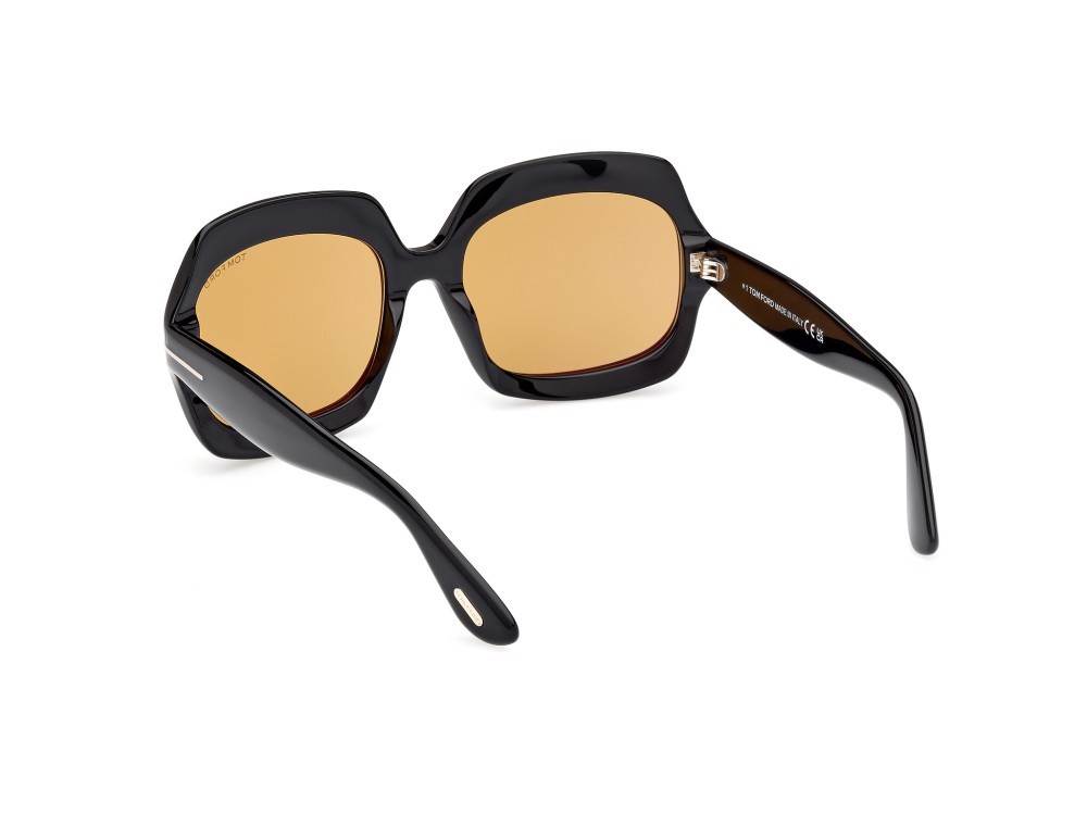 Sunglasses Tom Ford Ren FT1155 (01E) color nero lucido shape geometric lenses marrone 