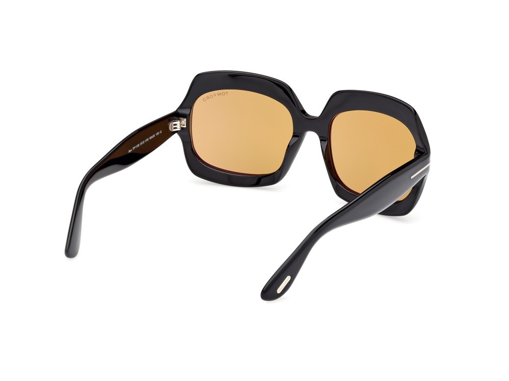 Sunglasses Tom Ford Ren FT1155 (01E) color nero lucido shape geometric lenses marrone 