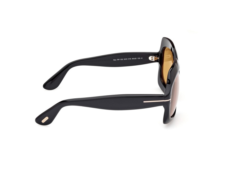 Sunglasses Tom Ford Ren FT1155 (01E) color nero lucido shape geometric lenses marrone 