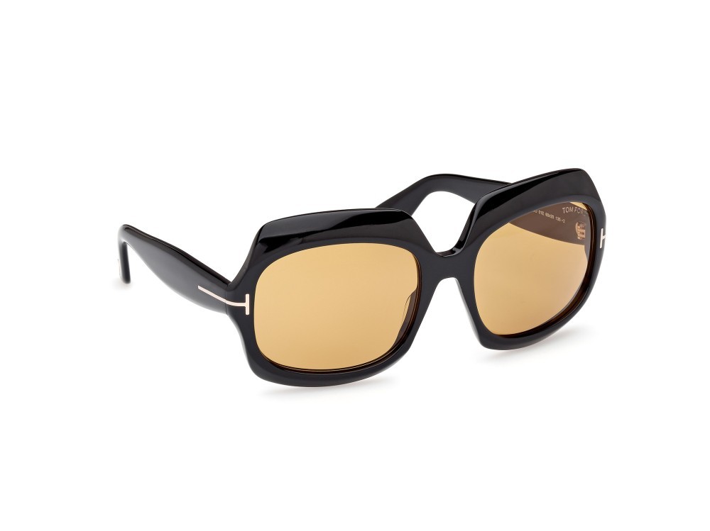 Sunglasses Tom Ford Ren FT1155 (01E) color nero lucido shape geometric lenses marrone 