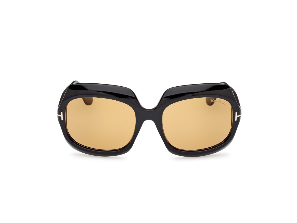 Sunglasses Tom Ford Ren FT1155 (01E) color nero lucido shape geometric lenses marrone 