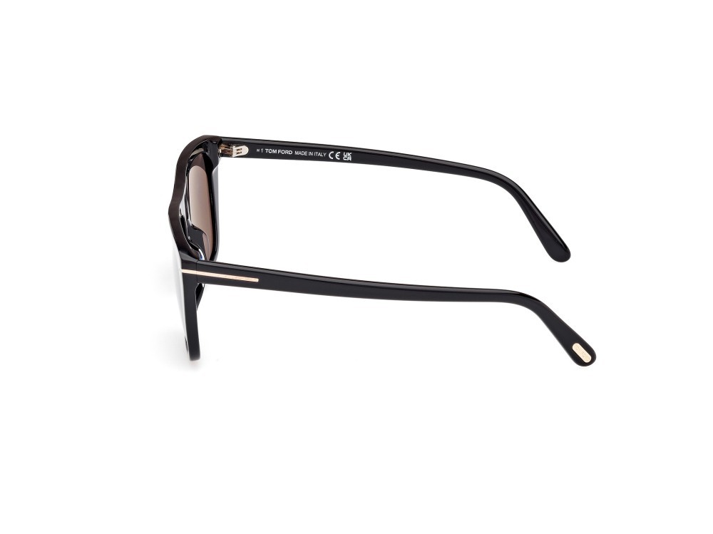 Sunglasses Tom Ford Aslan FT1175 (01A) color nero lucido shape rectangle lenses fumo