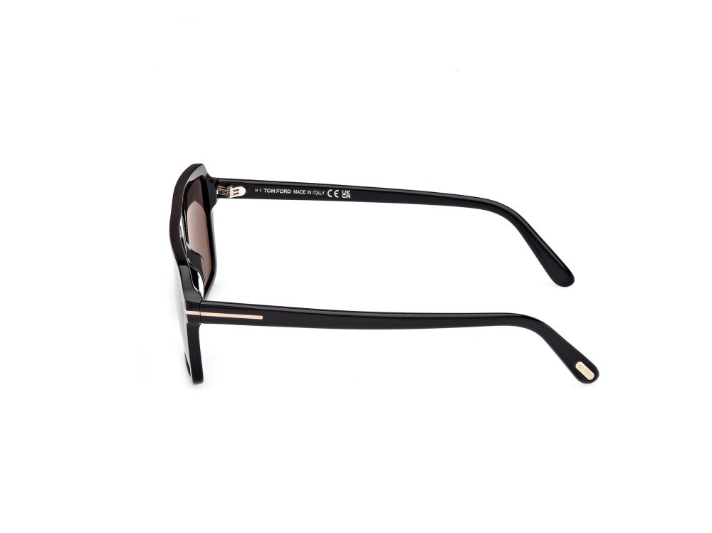Occhiali da sole Tom Ford Vincent FT1176 (01A) colore nero lucido forma aviator lenti fumo