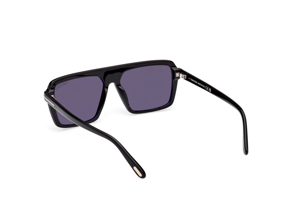 Occhiali da sole Tom Ford Vincent FT1176 (01A) colore nero lucido forma aviator lenti fumo