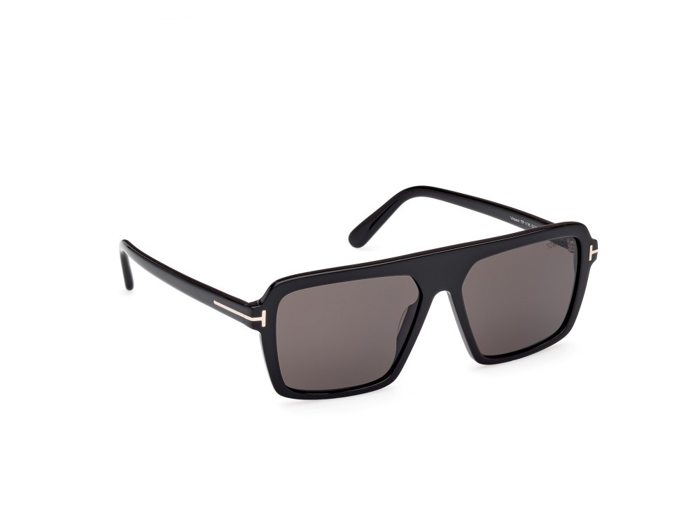 Occhiali da sole Tom Ford Vincent FT1176 (01A) colore nero lucido forma aviator lenti fumo