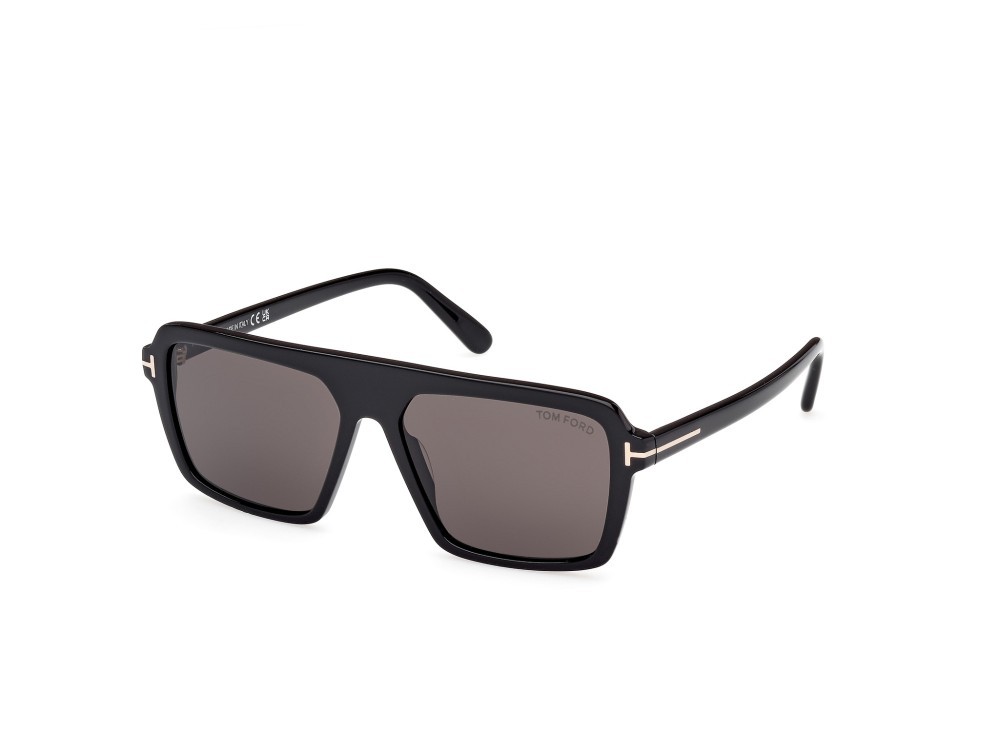 Occhiali da sole Tom Ford Vincent FT1176 (01A) colore nero lucido forma aviator lenti fumo