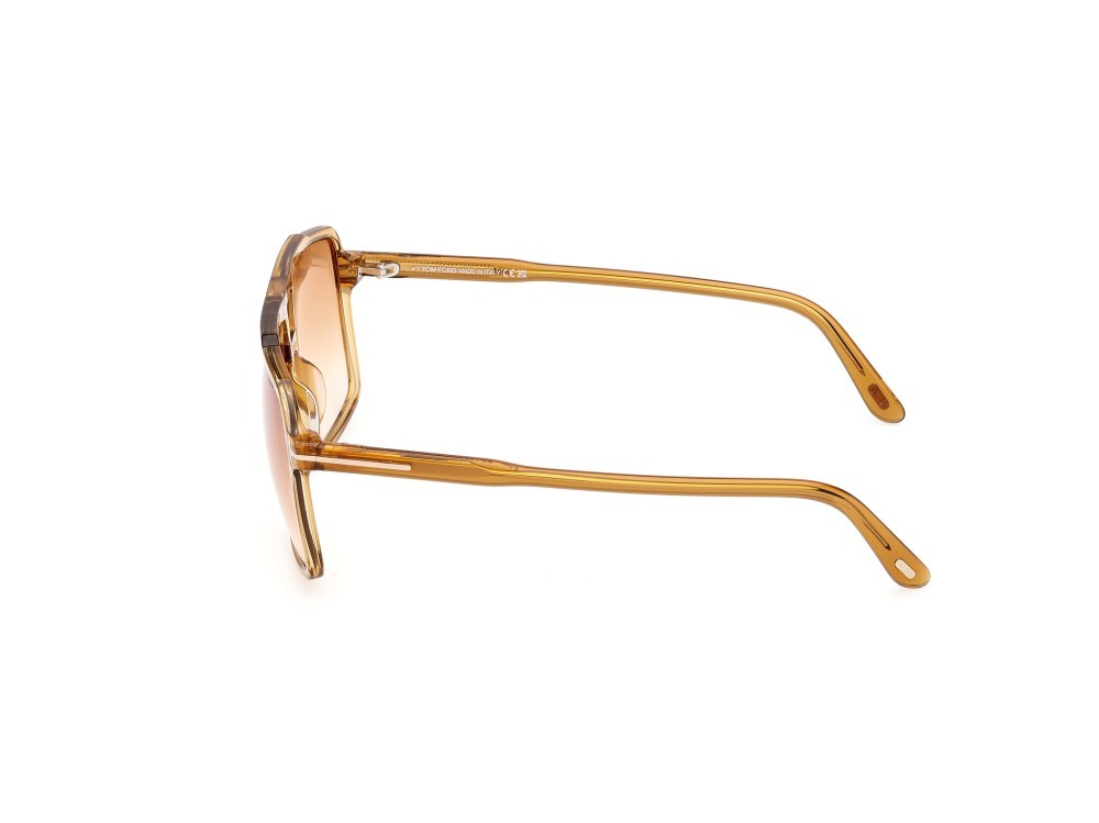 Sunglasses Tom Ford Kemp FT1177 (39F) color giallo scuro lucido shape navigator lenses marrone sfumato