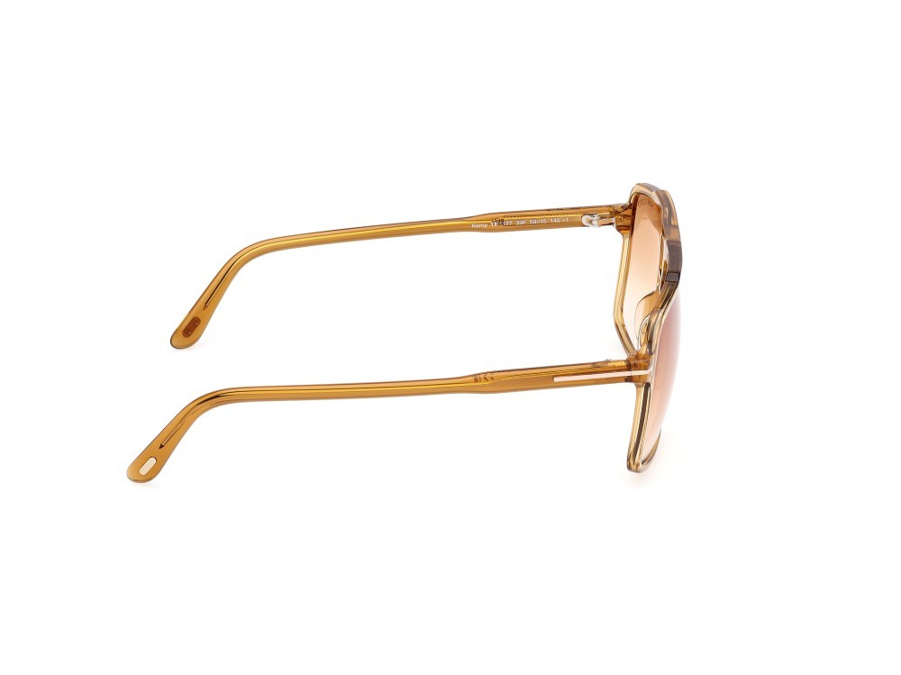 Sunglasses Tom Ford Kemp FT1177 (39F) color giallo scuro lucido shape navigator lenses marrone sfumato