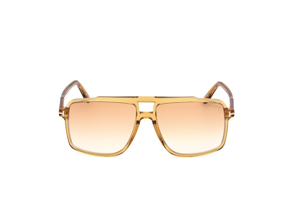 Sunglasses Tom Ford Kemp FT1177 (39F) color giallo scuro lucido shape navigator lenses marrone sfumato