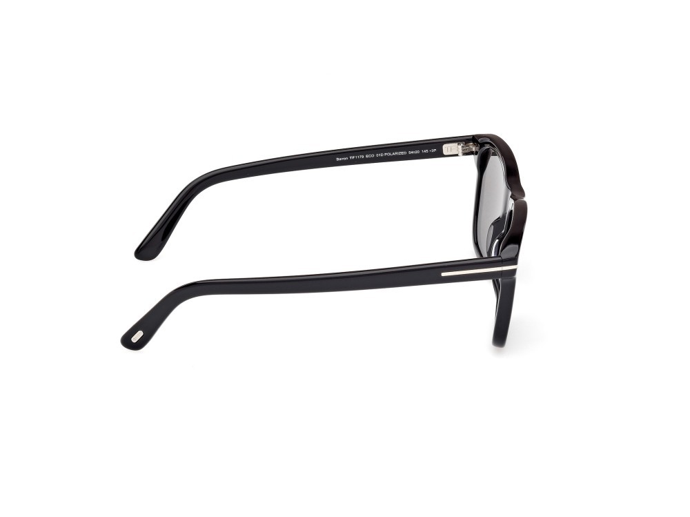 Sunglasses Tom Ford Barron FT1179 (01D) color nero lucido shape square lenses fumo polar.