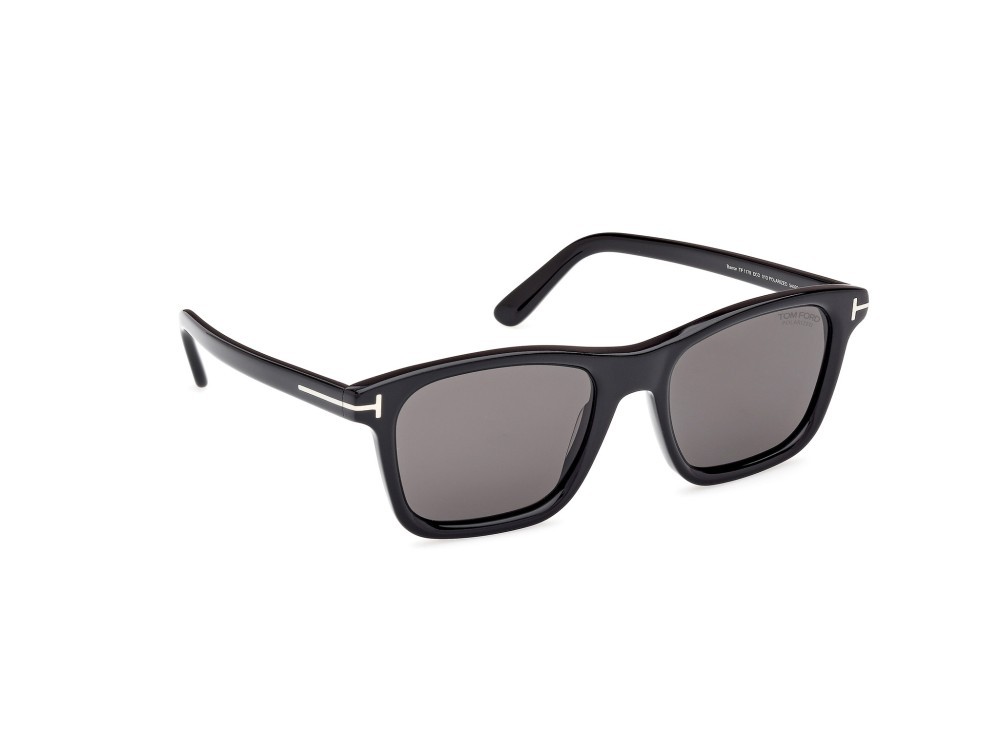 Sunglasses Tom Ford Barron FT1179 (01D) color nero lucido shape square lenses fumo polar.