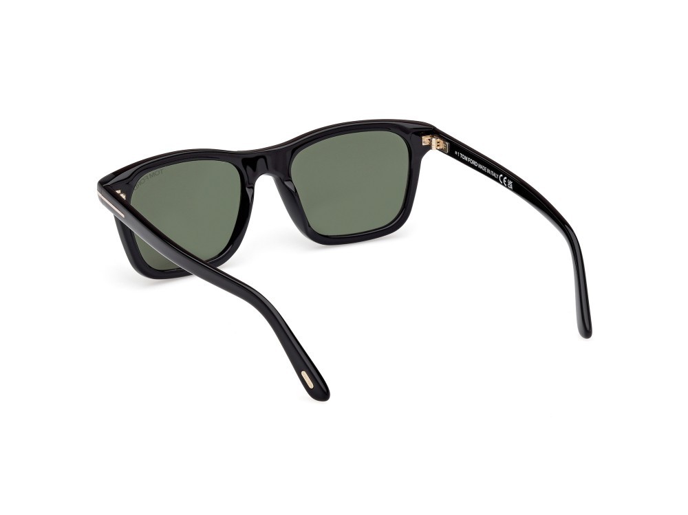 Sunglasses Tom Ford Barron FT1179 (01N) color nero lucido shape square lenses verde