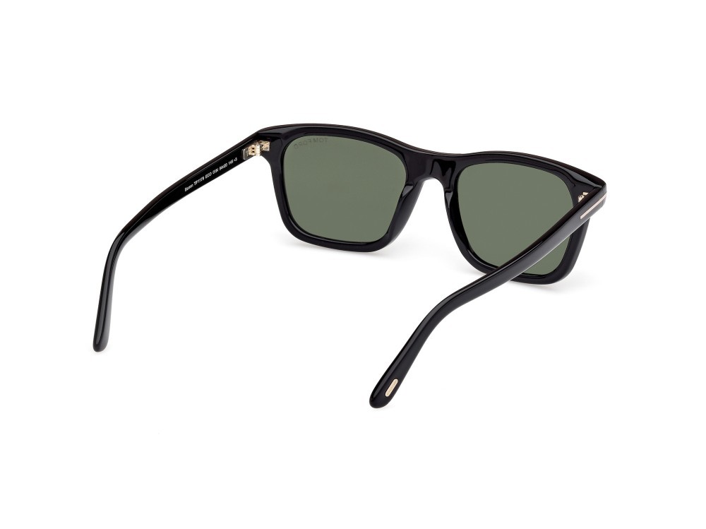 Sunglasses Tom Ford Barron FT1179 (01N) color nero lucido shape square lenses verde