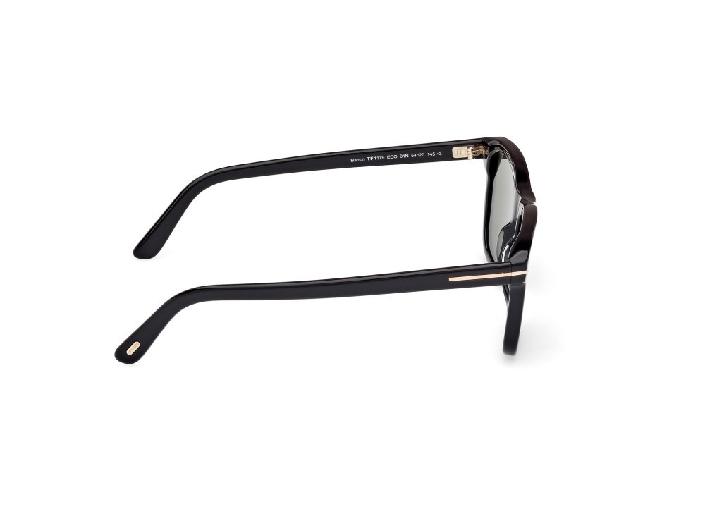 Sunglasses Tom Ford Barron FT1179 (01N) color nero lucido shape square lenses verde