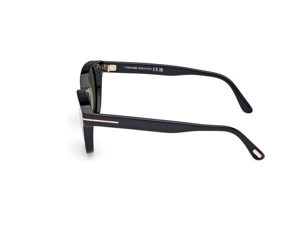 Sunglasses Tom Ford Mert FT1180 (01N) color nero lucido shape round lenses verde