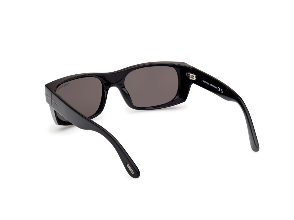 Sunglasses Tom Ford Juan FT1181-N (01A) color nero lucido shape rectangle lenses fumo