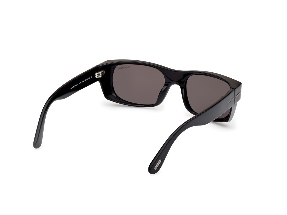Sunglasses Tom Ford Juan FT1181-N (01A) color nero lucido shape rectangle lenses fumo