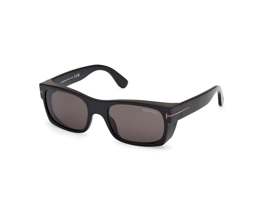 Sunglasses Tom Ford Juan FT1181-N (01A) color nero lucido shape rectangle lenses fumo