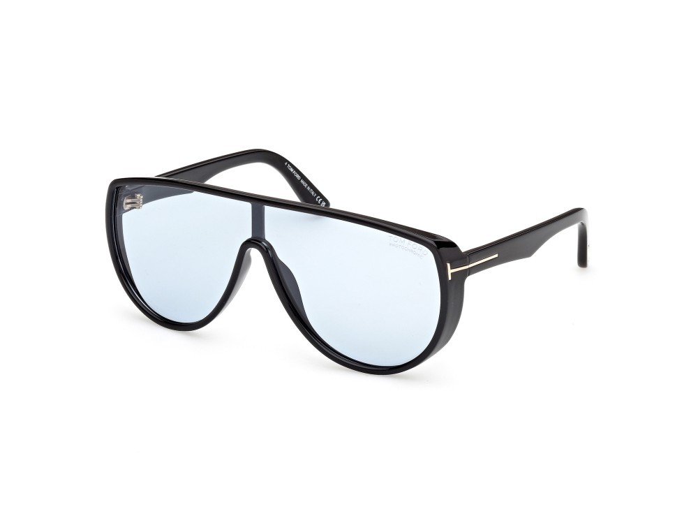 Sonnenbrillen Tom Ford Achilles FT1182 (01V) farbe nero lucido form maske gläser blu