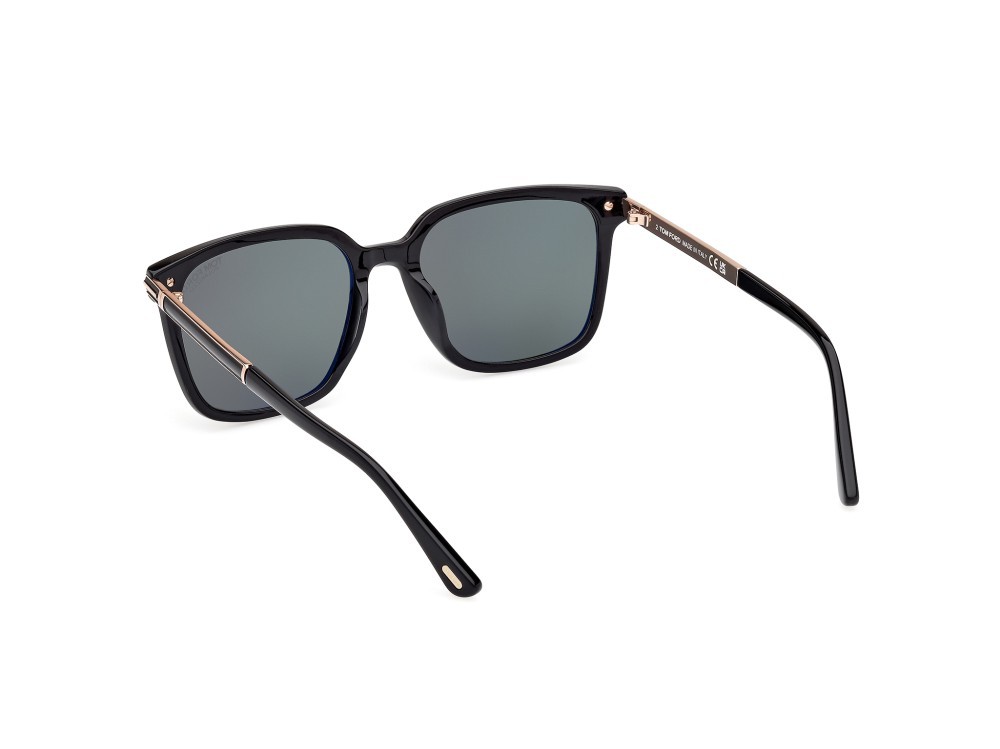 Sunglasses Tom Ford Jochem FT1183 (01R) color nero lucido shape square lenses verde polarizzato