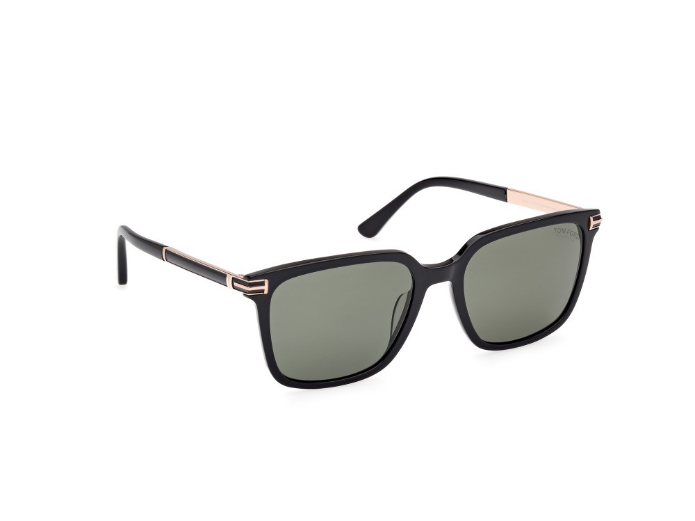Sunglasses Tom Ford Jochem FT1183 (01R) color nero lucido shape square lenses verde polarizzato