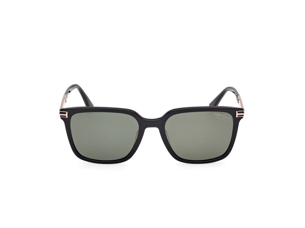 Sunglasses Tom Ford Jochem FT1183 (01R) color nero lucido shape square lenses verde polarizzato