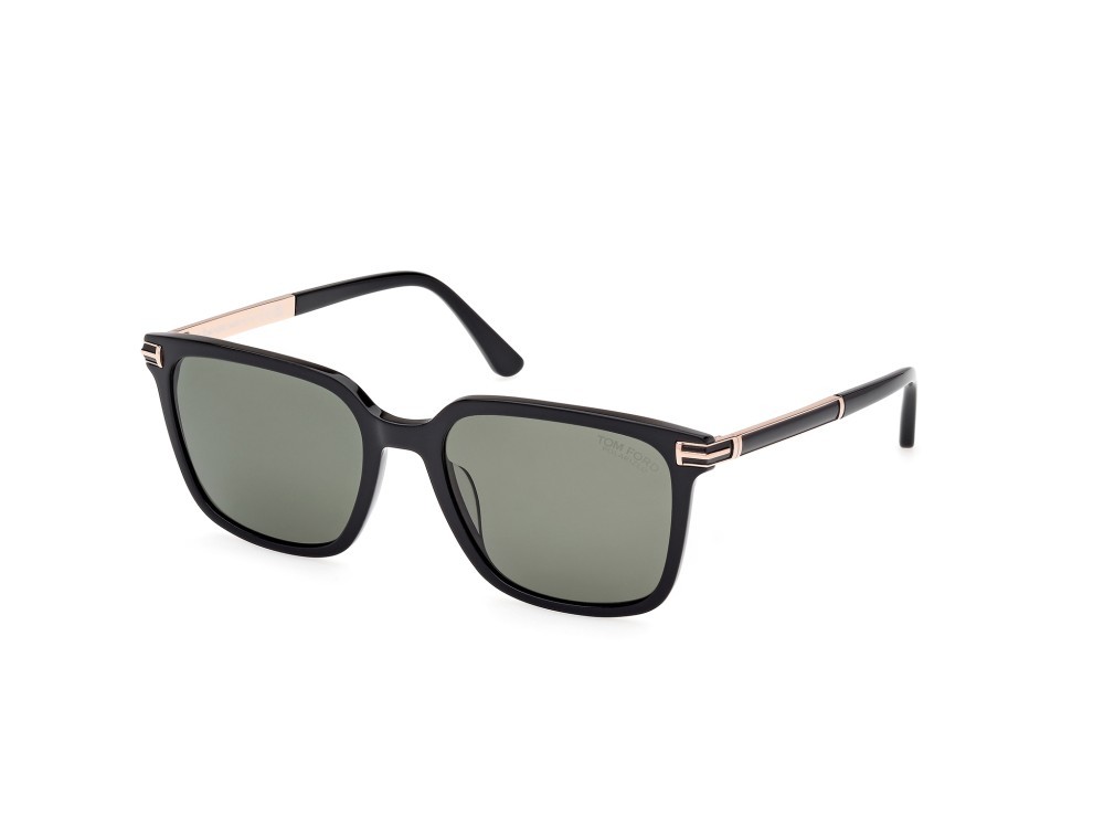 Sunglasses Tom Ford Jochem FT1183 (01R) color nero lucido shape square lenses verde polarizzato
