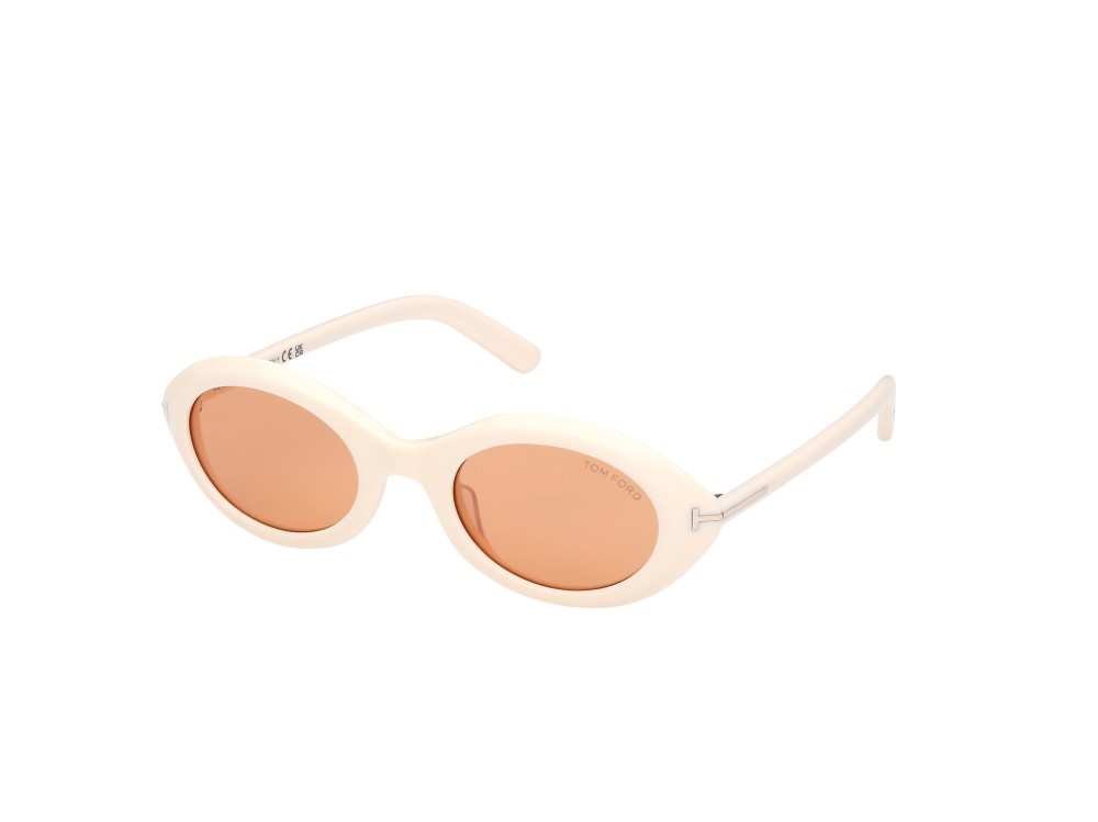 Sunglasses Tom Ford Carmen FT1186 (25E) color avorio lucido shape oval lenses marrone