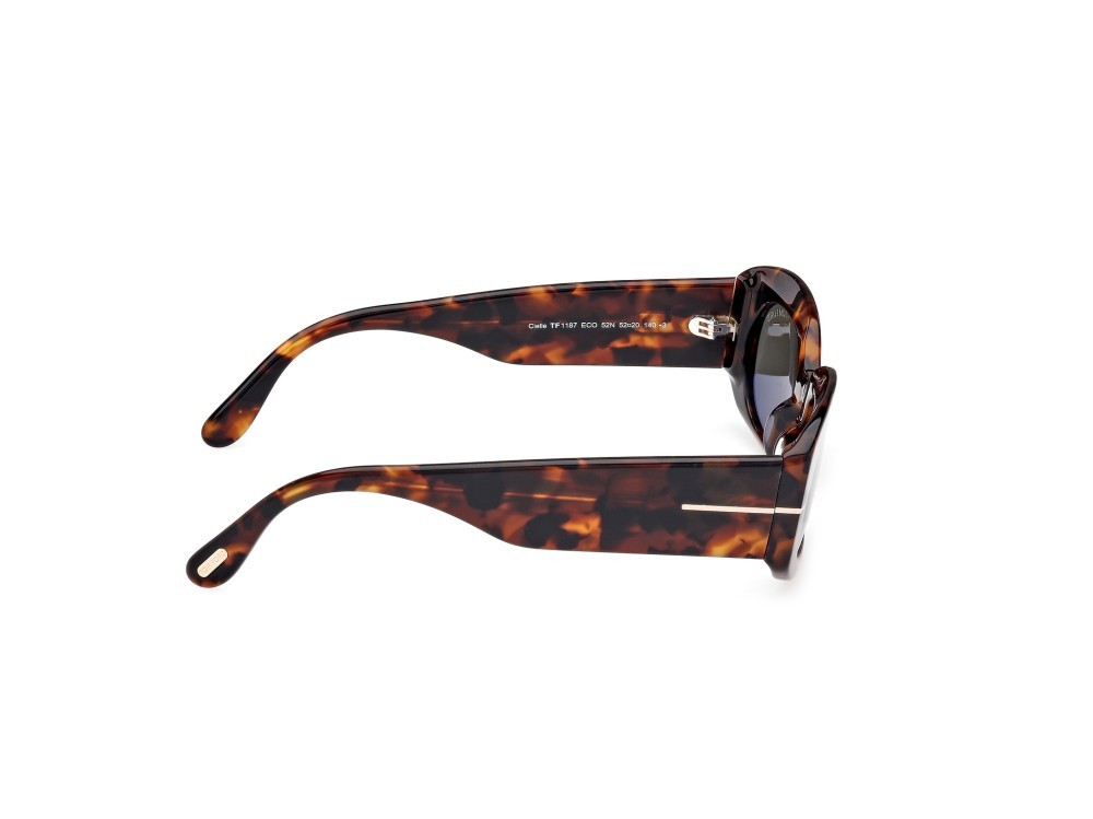 Occhiali da sole Tom Ford Cielle FT1187 (52N) colore avana scura forma ovale lenti verde