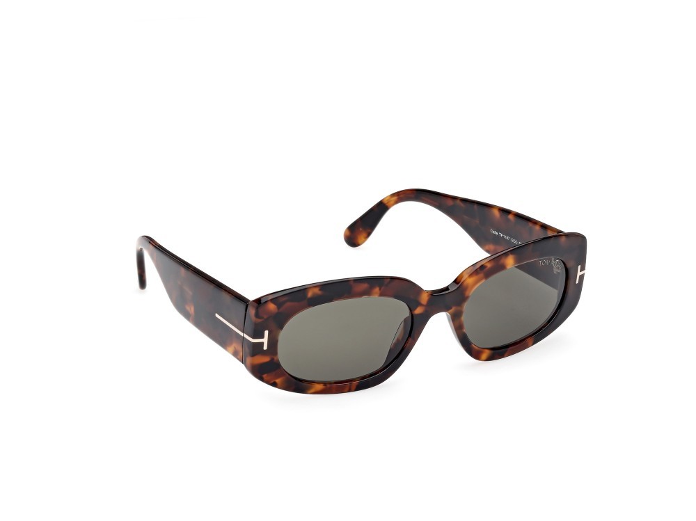 Occhiali da sole Tom Ford Cielle FT1187 (52N) colore avana scura forma ovale lenti verde