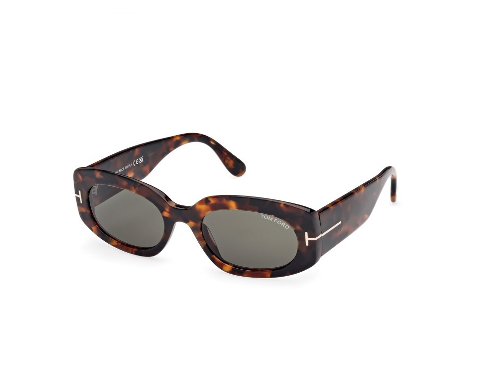 Occhiali da sole Tom Ford Cielle FT1187 (52N) colore avana scura forma ovale lenti verde
