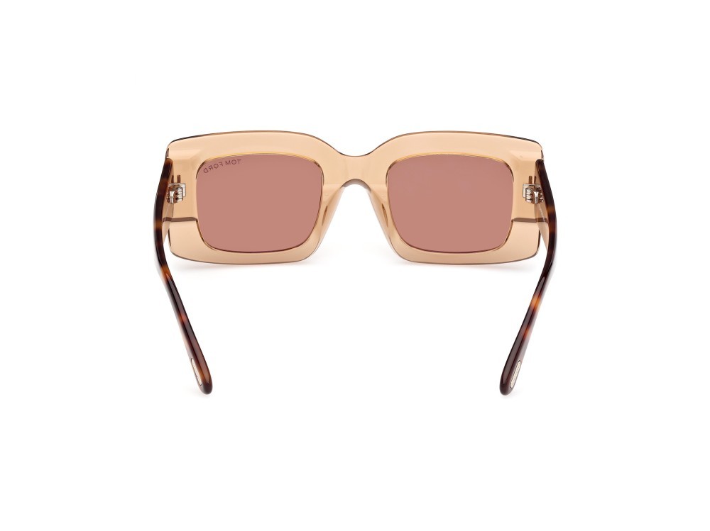 Occhiali da sole Tom Ford Brigitta FT1188 (45E) colore marrone chiaro lucido forma rettangolare lenti marrone