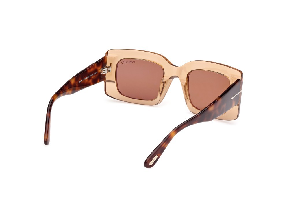 Occhiali da sole Tom Ford Brigitta FT1188 (45E) colore marrone chiaro lucido forma rettangolare lenti marrone